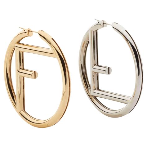 silver fendi hoops|fendi hoop earrings sale.